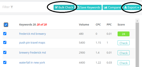 Bulk Check Scores in Keysearch