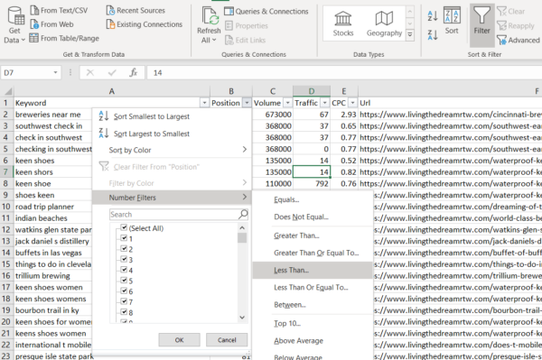 Arrange Data in Excel