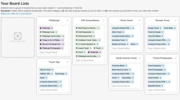 Tailwind Board Lists Examples