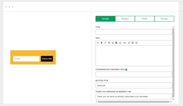 Designing Forms on MailerLite