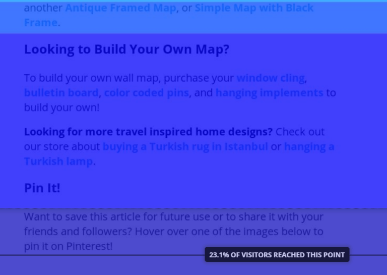 Hotjar heatmap showing drop in footer.