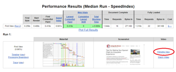 Look at Layout Shifts on WebpageTest