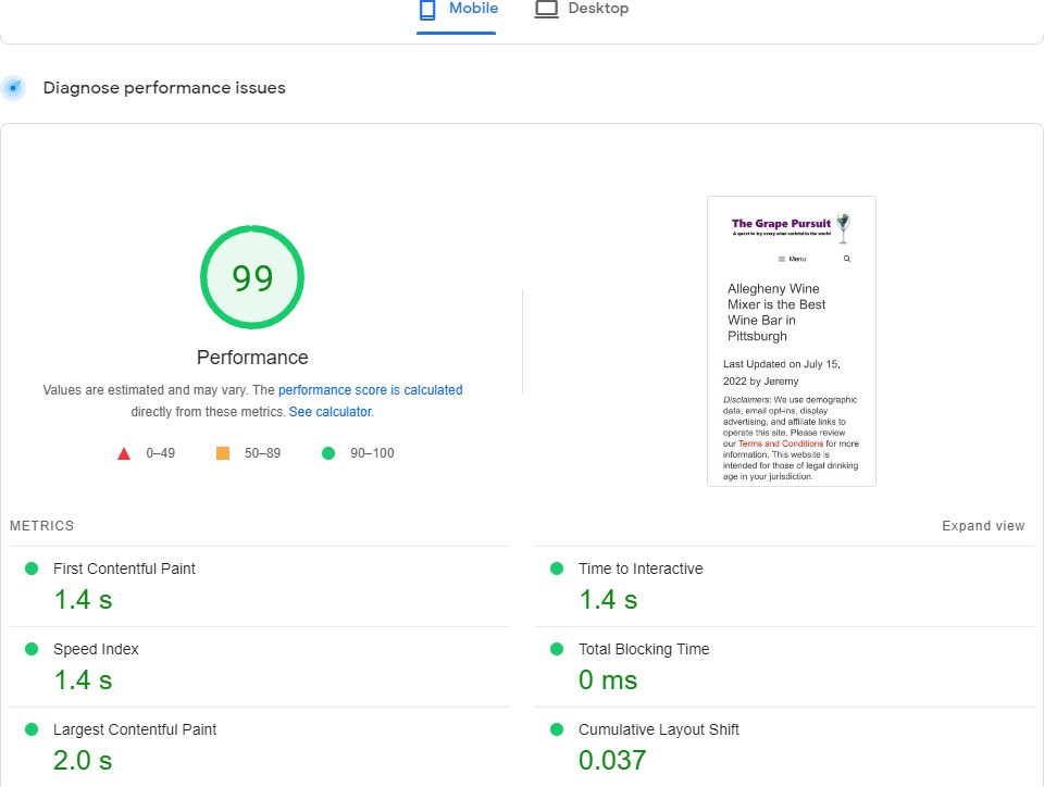 Google PageSpeed Insights with Monumetric On