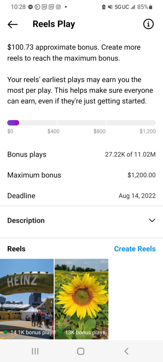 Instagram Reels Play Bonus: How to earn money for the number of