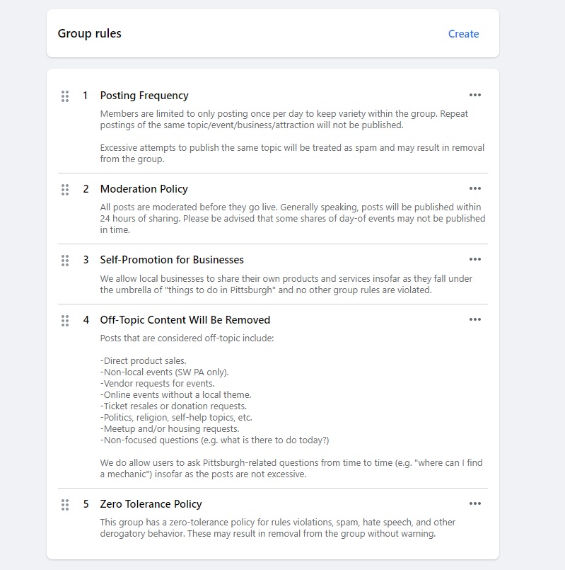 Facebook Group Rules