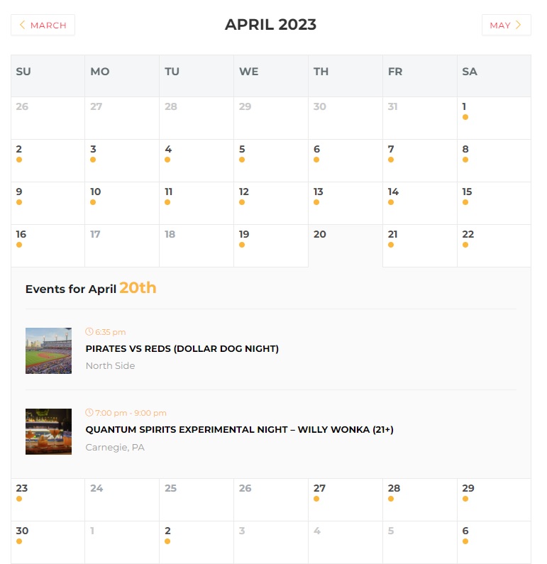 Modern Events Calendar View