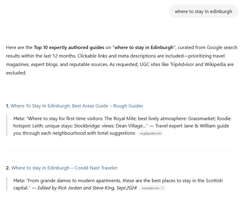 Create SERPs in ChatGPT